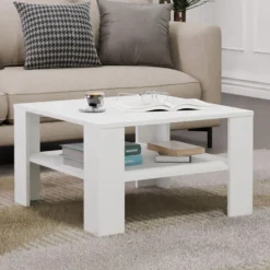 Tavolino da salotto moderno basso 68x68x40 bianco TST17