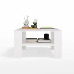 Tavolino da salotto moderno basso 68x68x40 bianco TST17