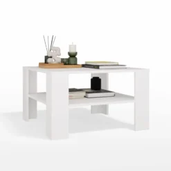 Tavolino da salotto moderno basso 68x68x40 bianco TST17