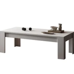 Tavolino da salotto moderno 122x45 cm bianco opaco TSL10