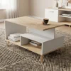 Tavolino da salotto moderno 90x48 cm bianco e rovere TST18