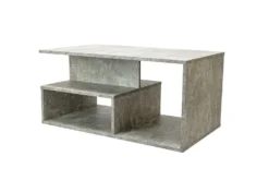 Tavolino da salotto moderno 91x51x43 cm con vani a giorno cemento TST4