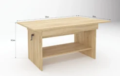 Tavolino da salotto regolabile in rovere naturale TG13