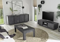 Tavolino da salotto 122x65 basso design marmorizzato marmo nero TSL5