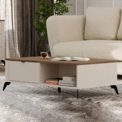 Tavolino da salotto 110X63X27 beige e rovere TST14