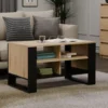 Tavolino da salotto 58x50x90 cm con 4 vani rovere e nero TST12
