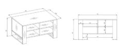 Tavolino da salotto 58x50x90 cm con 4 vani rovere e nero TST12
