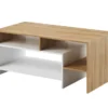 Tavolino da soggiorno moderno 120x53cm bianco e rovere naturale TLK3