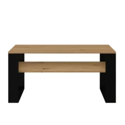 Tavolino moderno 58x50x90 cm con 2 ripiani rovere e nero TST9