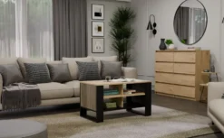Tavolino salotto 58x50x90 cm con doghe laterali rovere e nero TST13