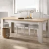 Tavolo da cucina moderno 180x90 cm bianco effetto legno e rovere TCL24