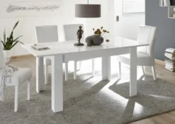 Tavolo da cucina 137x90 allungabile design moderno disegni geometrici bianco serigrafato TCL18