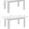 Tavolo da cucina 137x90 allungabile design moderno e lineare bianco lucido TCL1