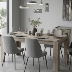 Tavolo da cucina 144x80cm allungabile grigio effetto legno TCLK1