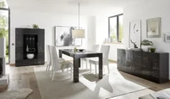 Tavolo da cucina 180x90 fisso design moderno con disegni geometrici grigio TCL17