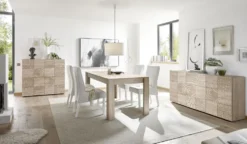 Tavolo da cucina 180x90 fisso design moderno con disegni geometrici rovere TCL17