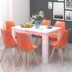 Tavolo da pranzo moderno 120x74 cm in bianco lucido TG6