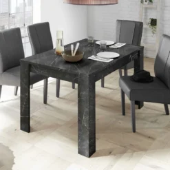 Tavolo da pranzo 137x90 allungabile design moderno marmorizzato marmo nero TCL10