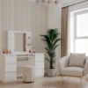 Toeletta da trucco moderna 130x146 cm con specchio bianca TOT6
