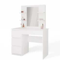 Toeletta da trucco moderna 98x146 cm con specchio e cassetti bianco opaco TOT7