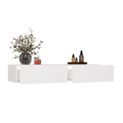 Toeletta da trucco sospesa minimal 110x20 cm bianco opaco TOT4