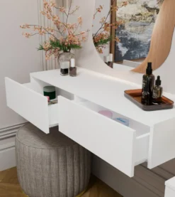 Toeletta da trucco sospesa minimal 110x20 cm bianco opaco TOT4