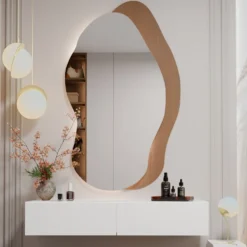 Toeletta da trucco sospesa minimal 110x20 cm bianco opaco TOT4