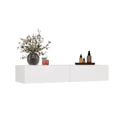 Toeletta da trucco sospesa minimal 110x20 cm bianco opaco TOT4
