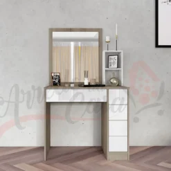 Toeletta moderna con specchio bianca e rovere CI9