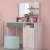 Toeletta moderna con specchio e mensoline in rovere bianco e antracite CG43