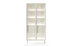 Vetrina alta moderna con cassetti push-pull e luce LED beige cashmere VLK13
