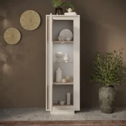 Vetrina moderna per soggiorno 67x197 cm cashmere VL10