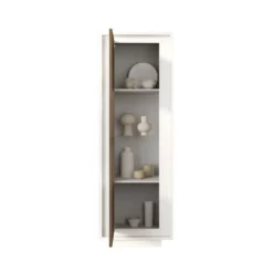 Vetrina moderna per soggiorno 67x197 cm bianco opaco e rovere scuro VL10