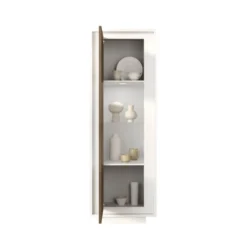 Vetrina moderna per soggiorno 67x197 cm bianco opaco e rovere scuro VL10