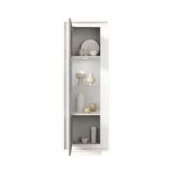 Vetrina moderna per soggiorno 67x197 cm bianco opaco e cemento VL10