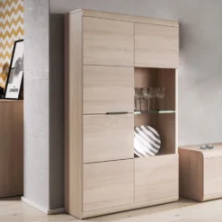 Vetrina 80x158 con LED rovere chiaro VLK9