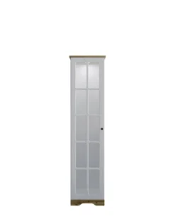 Vetrinetta a colonna moderna bianca e rovere VI6